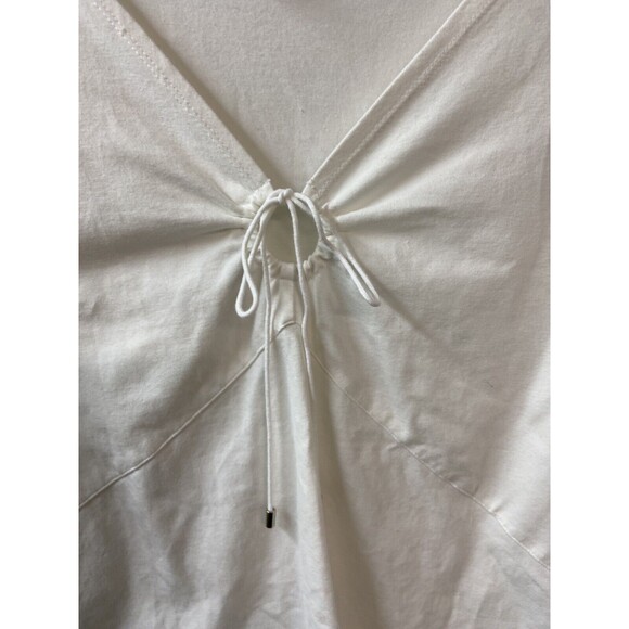 Peck and Peck Top Womens XL White Key Hole White Tied Nautical Beach Coastal - Picture 2 of 6